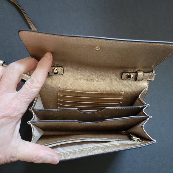 Michael Kors Gold Crossbody Wallet - Picture 3 of 7